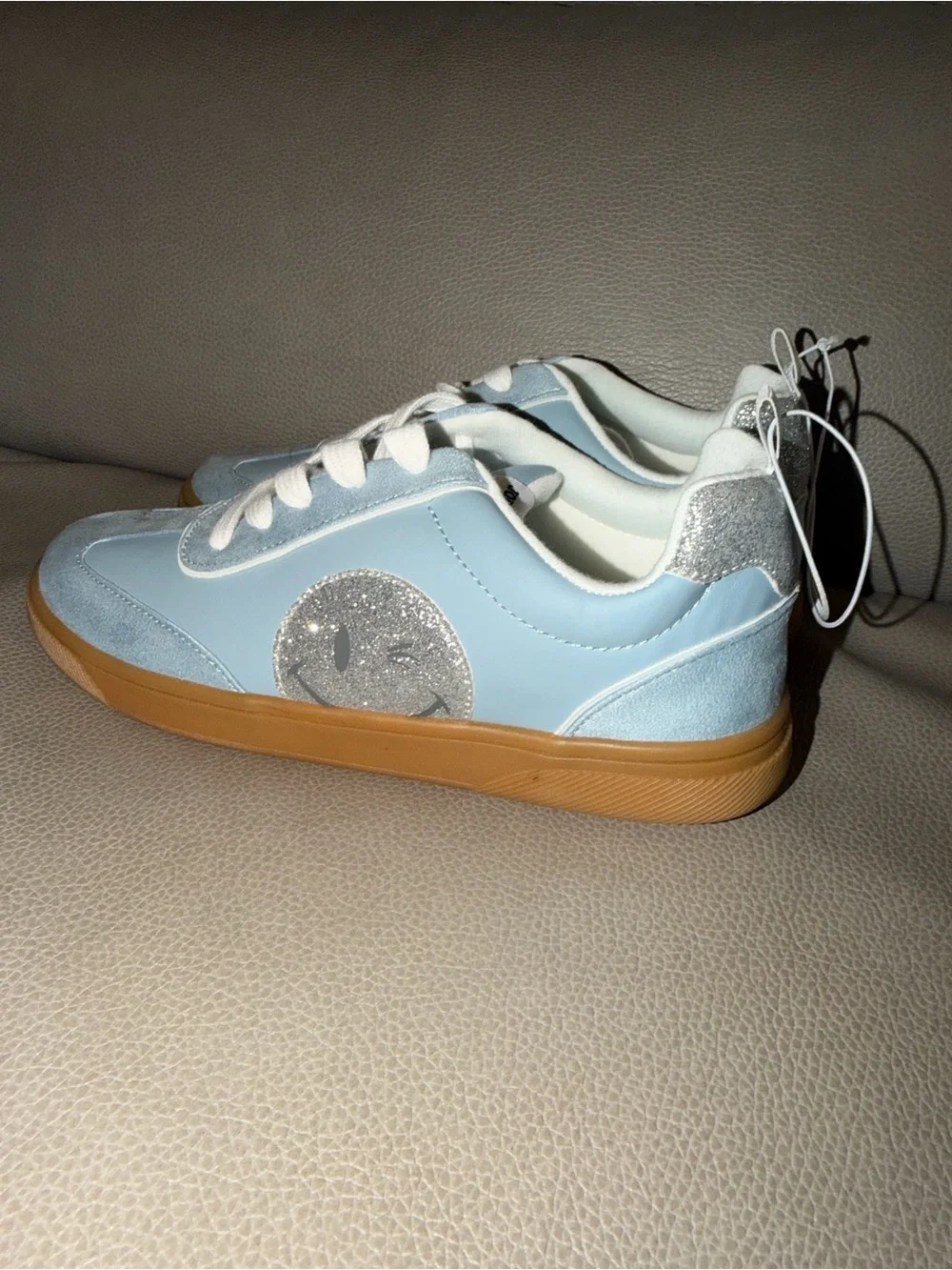 Joe Boxer Light Blue and Silver Kids' Sneakers with Gum Sole